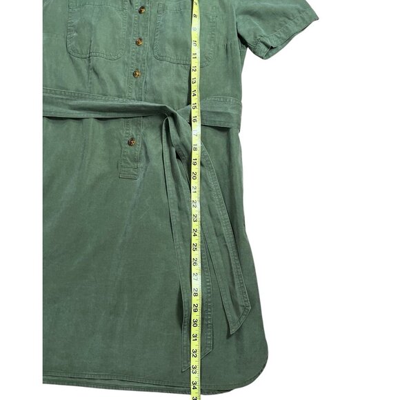 J Crew Mercantile Women Army Green Utility Shirt Dress Tie Front Pockets Size 4 - Picture 10 of 10